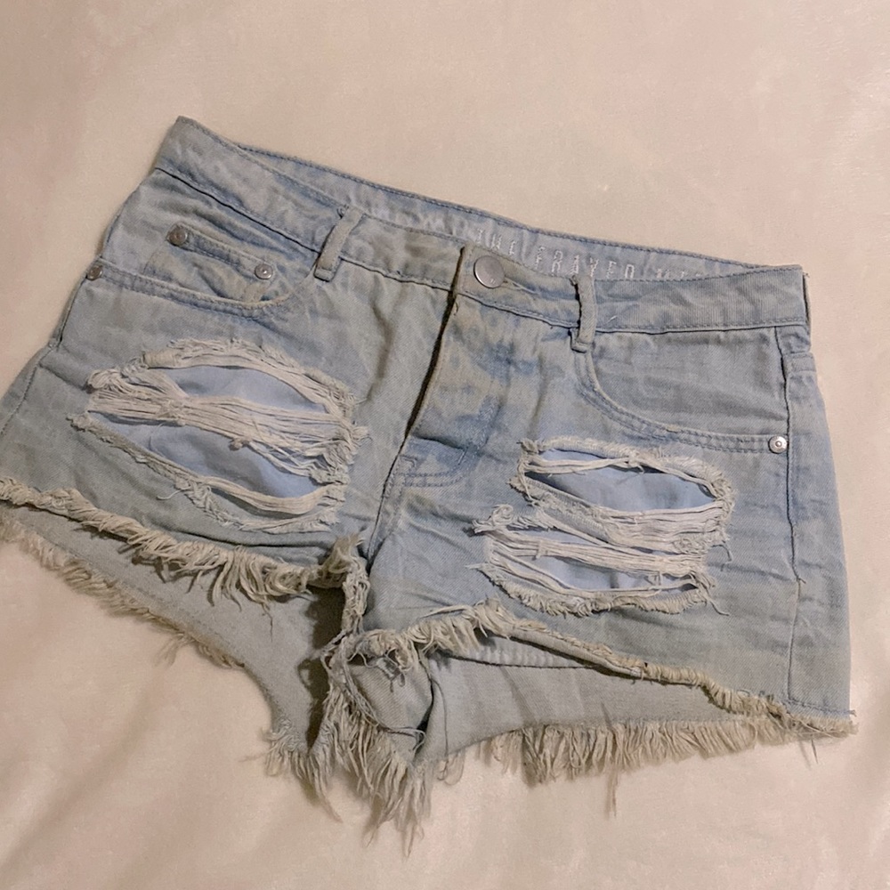 The Frayed Mid-Rise jean shorts